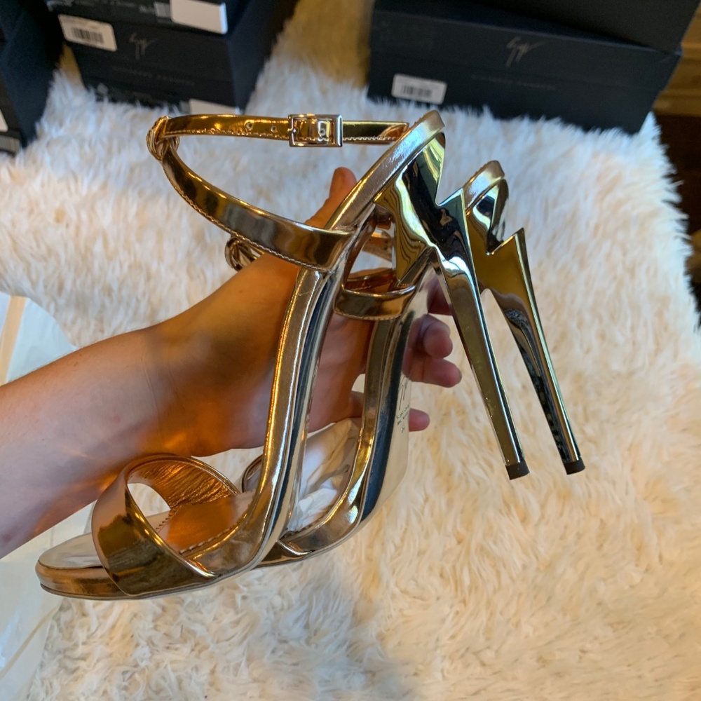 Giuseppe Zanotti Metallic Ankle Strap Sandal Heels - Picture 5 of 7